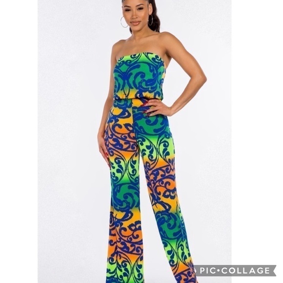 Beautiful!! Abstract Print Strapless Jumpsuit - Picture 5 of 6
